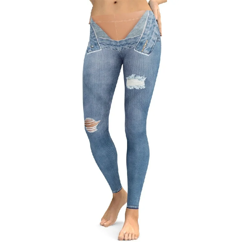 Low Rise Denim Print Leggings Cool Women's Skate Cool Women's Skate
