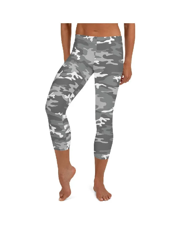 Light Grey Camo Capris Refined Women's Hand - crafted