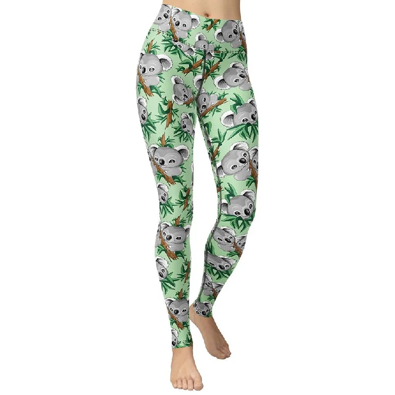 Cute Koala Yoga Leggings Dapper Women's Bow - adorned
