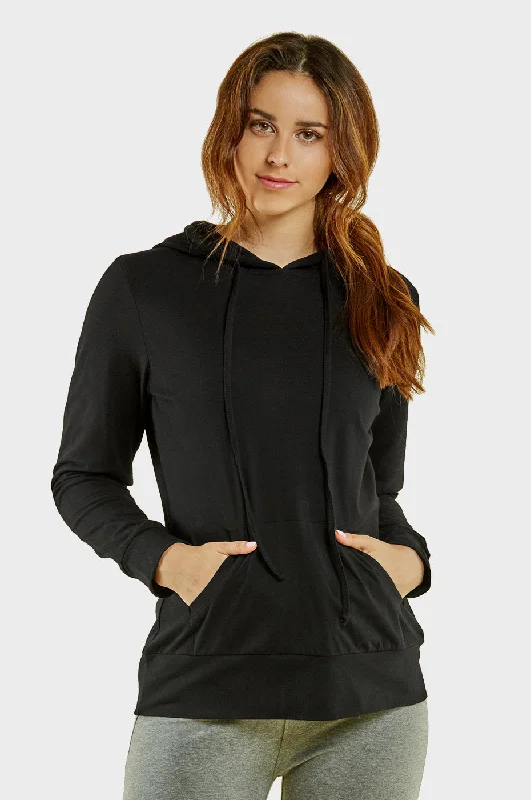 SOFRA LADIES SINGLE JERSEY PULLOVER HOODIE (HDC7001A_BLACK) Vacation