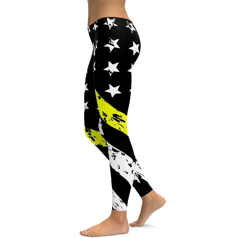 Thin Yellow Line Leggings Athletic Women's High - 