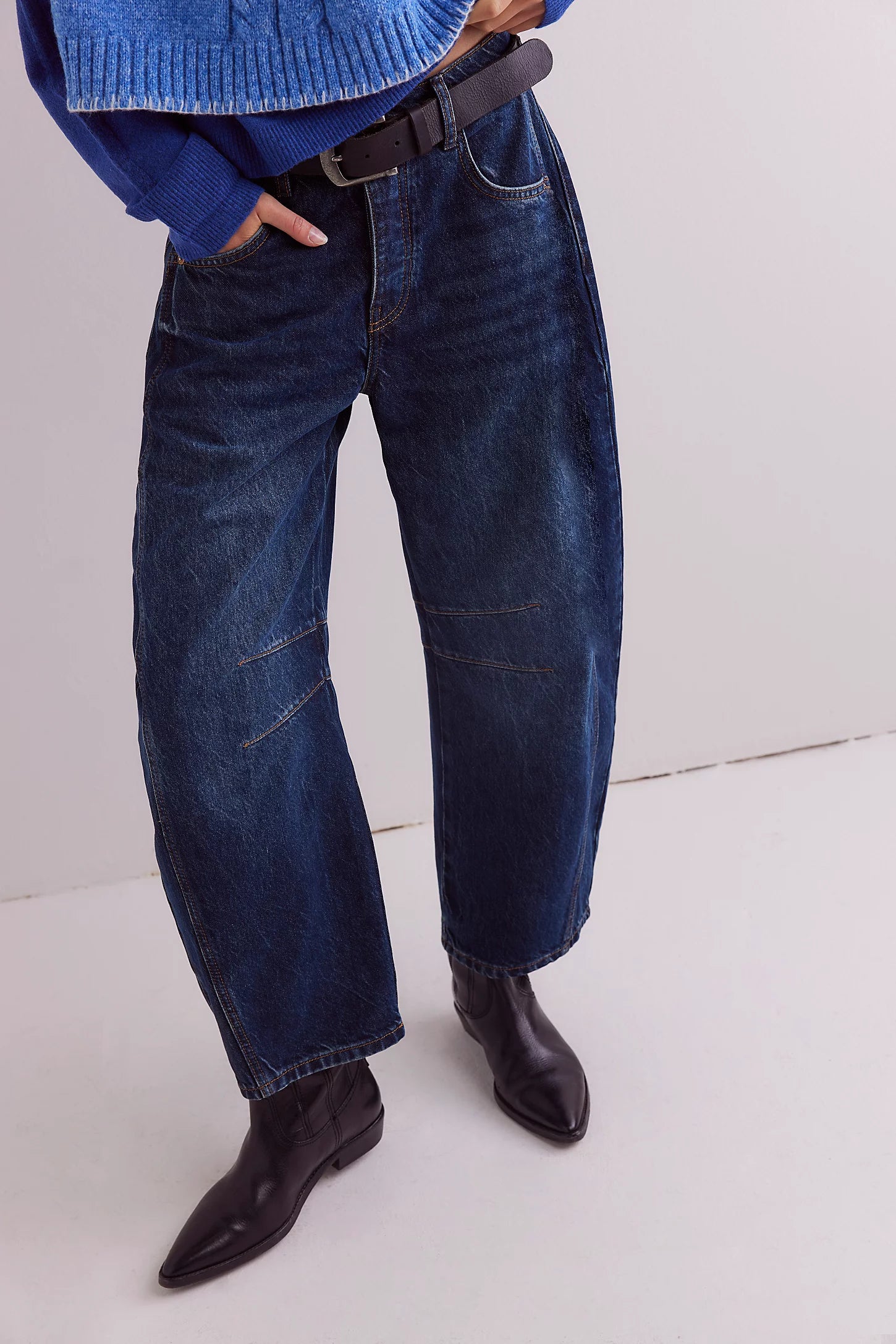 Free People Good Luck Mid-Rise Barrel Jeans Refined Women's Velvet