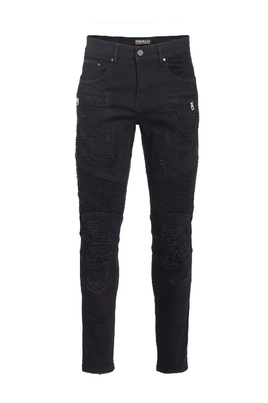 Jet Black Moto Jeans (7550) Casual Women's Loose - fitting Casual Women's Loose - fitting