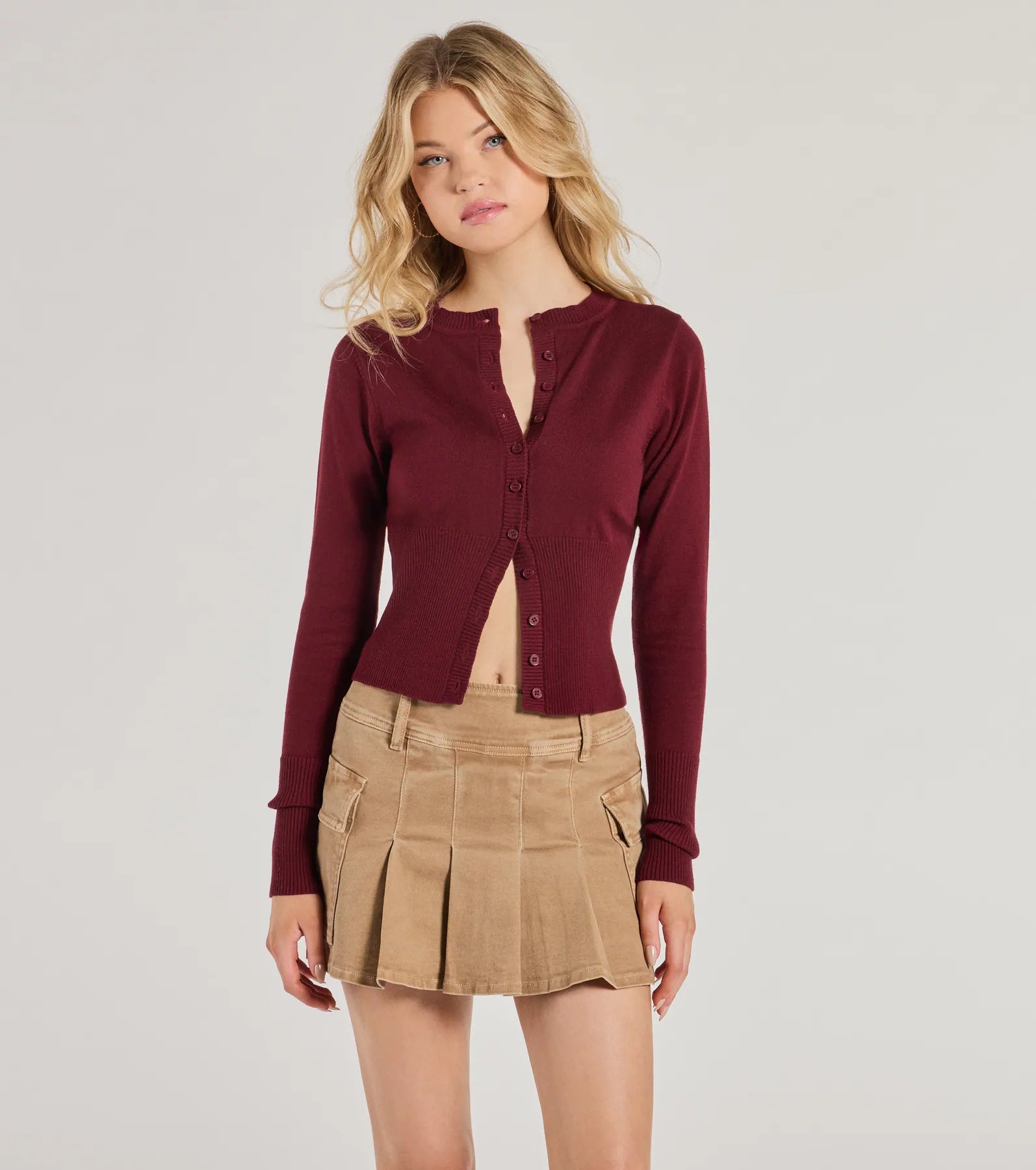 Chic Staple Crew Neck Cropped Knit Cardigan Australian Beach