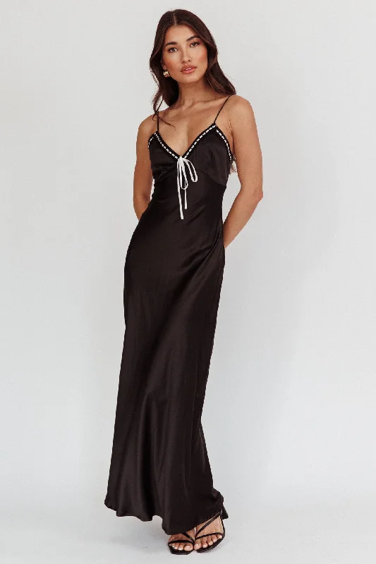 Sharla Bow Bust Maxi Dress Black Cashmere Cashmere