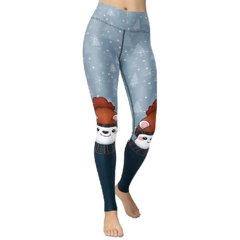 Cozy Cute Bear Yoga Leggings Bold Women's Statement Bold Women's Statement