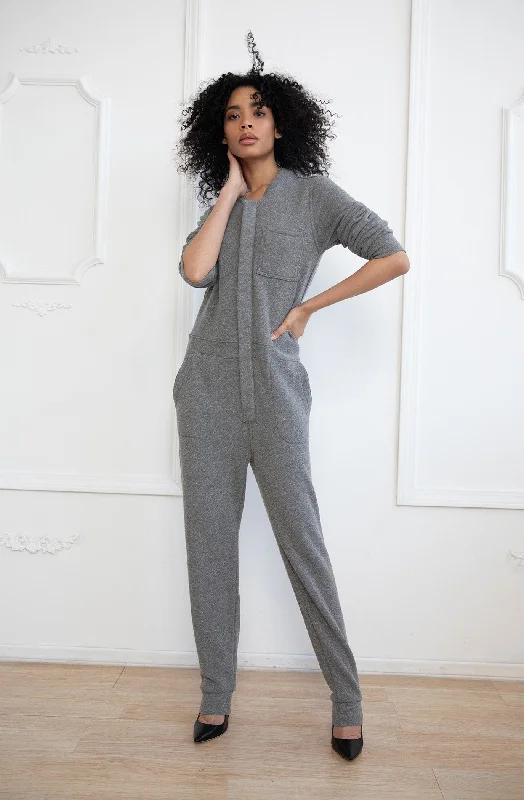 Heather Grey Casual Jumpsuit Preppy Women's College