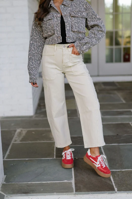 Sony Barrel Jeans-Vintage Beige Traditional Women's Wool
