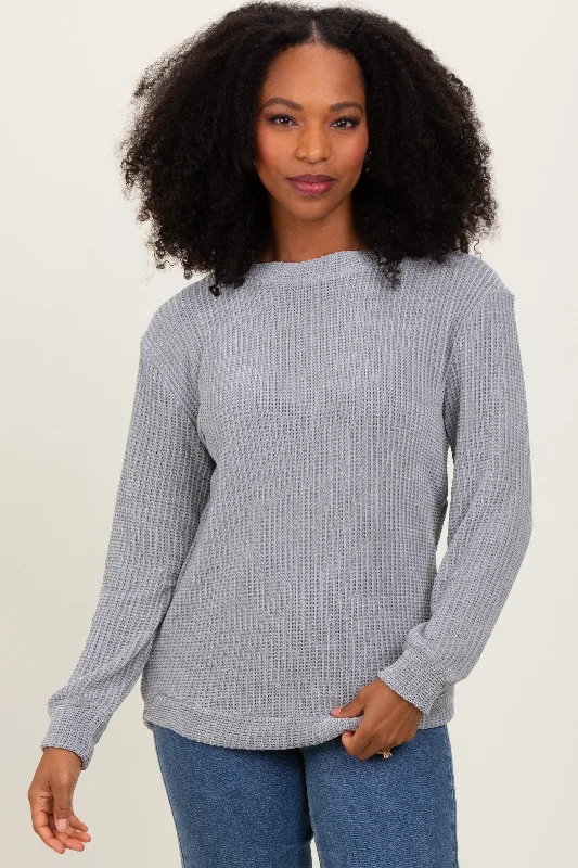 Heather Grey Chenille Knit Sweater Sporty Women's Tennis