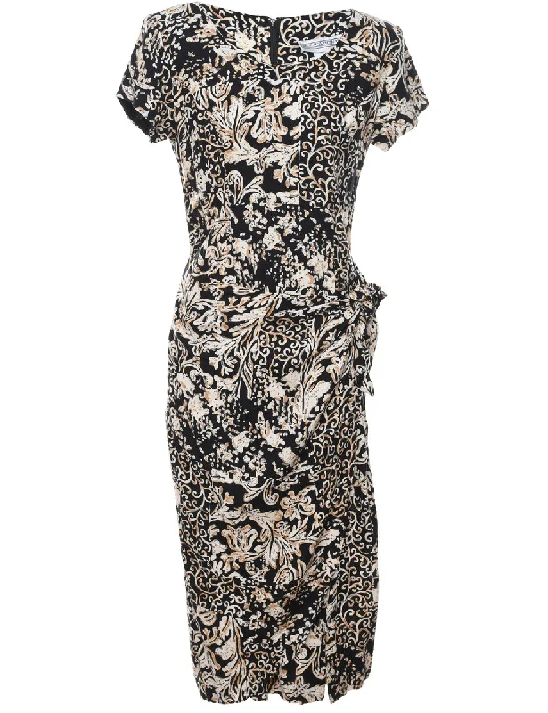 Abstract Pattern Dress - M Sophisticated Women's Tailored