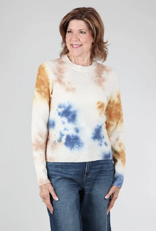 Tie-Dye Crew Sweater, Lapis Multi Contemporary 