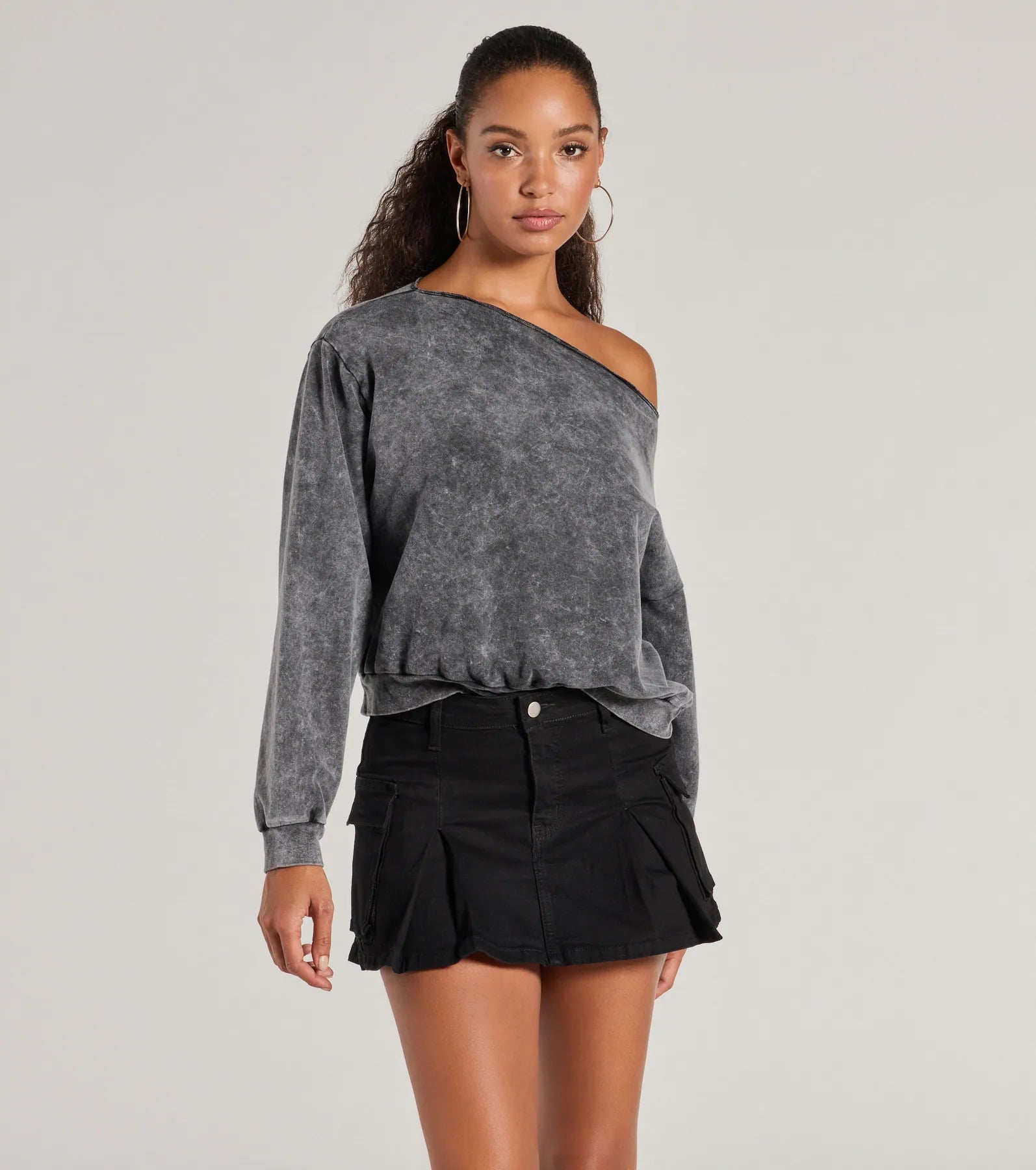 Comfy Vibes Only Washed Knit Pullover Top Elegant Women's 