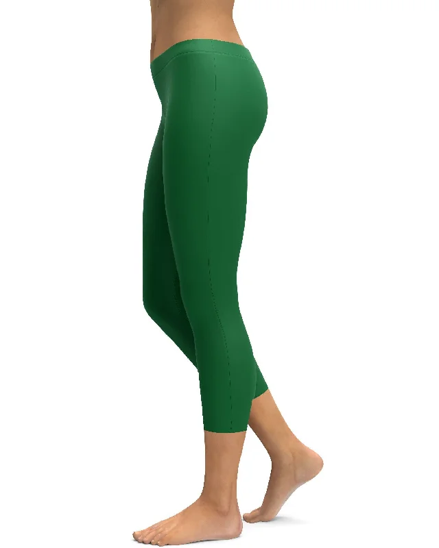 Solid Irish Green Capris Preppy Women's College Preppy Women's College