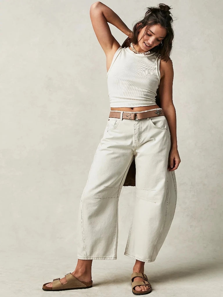 Free People Good Luck Mid-Rise Barrel Jeans Traditional Women's 