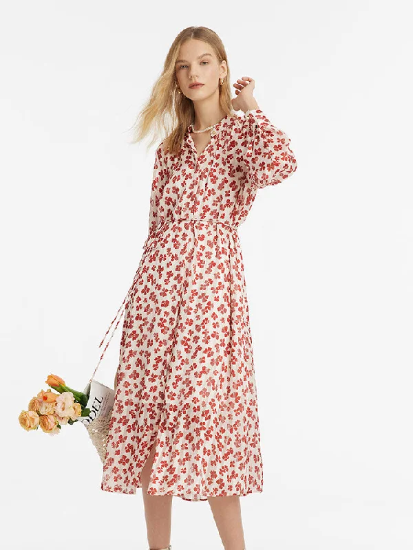 Bowknot Print Women Midi Dress Bold Women's Animal Print