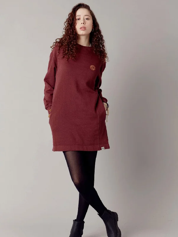 Elara Women's GOTS Organic Cotton Sweat Dress | Walnut Brown Dynamic Women's Moto