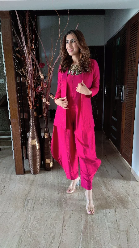 Beetroot Pink Jumpsuit with Jacket Bold Women's Statement