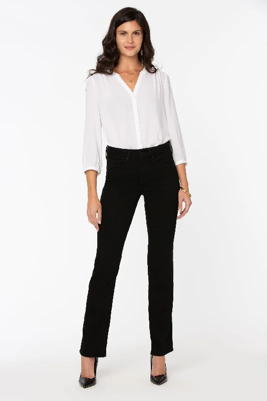 Marilyn Straight Jeans In Long Inseam - Black Sleek Women's Metallic
