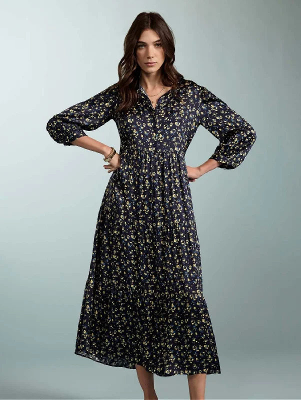 Purnita LENZING™ ECOVERO™ Recycled Dress | Blue Blurred Ditsy purpose
