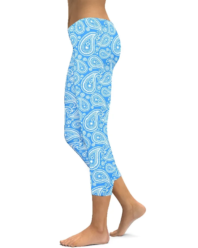 Blue & White Paisley Capris Bold Women's Animal Print