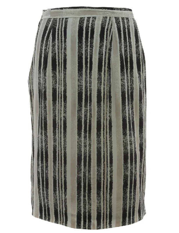 Pinstriped Black & Grey Midi Skirt - M Gym