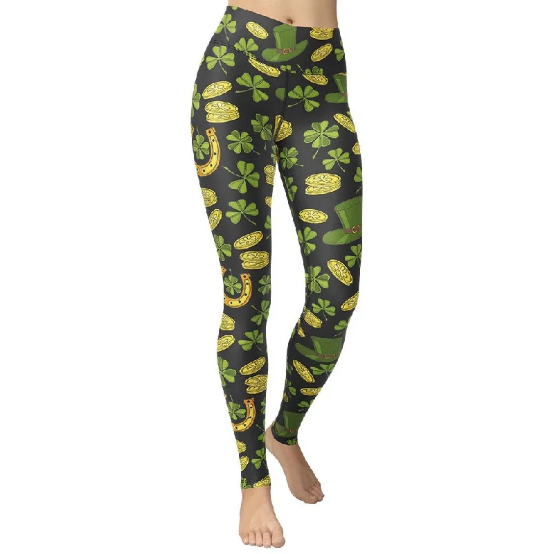 Happy St. Patrick's Yoga Leggings Rugged Women's Outdoor 