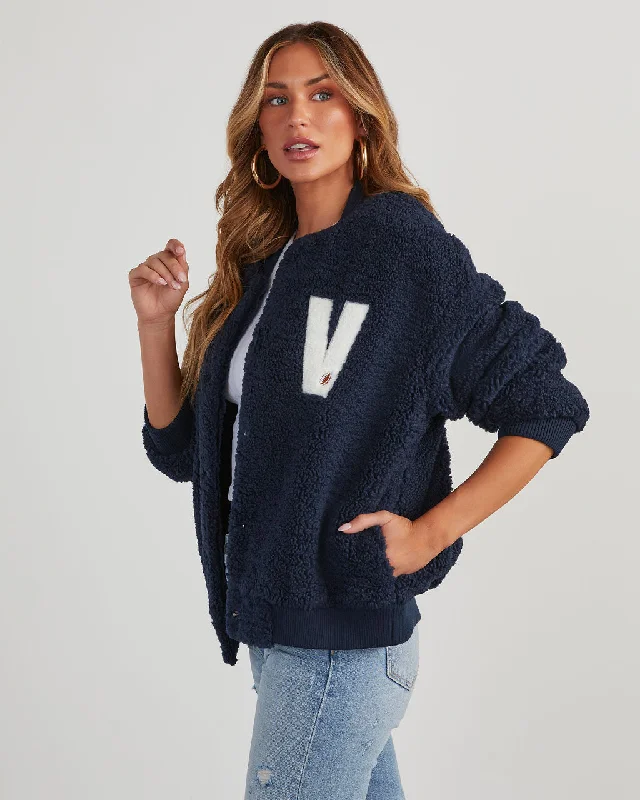 Team Captain Sherpa Letterman Bomber Jacket Gym