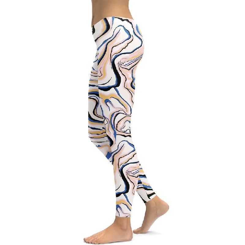 Peachy Marble Leggings Stylish Women's Neon