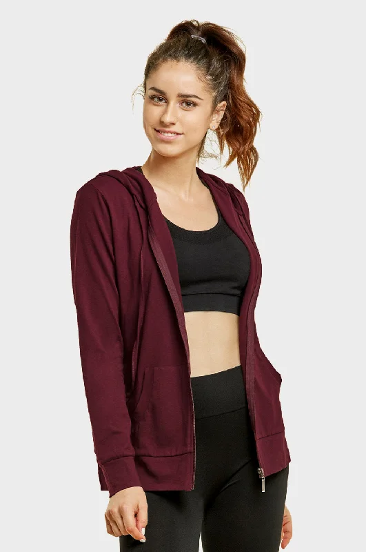 SOFRA LADIES SINGLE JERSEY ZIP-UP HOODIE JACKET (HDC7000A/XA_BURG) Sharp Women's Italian