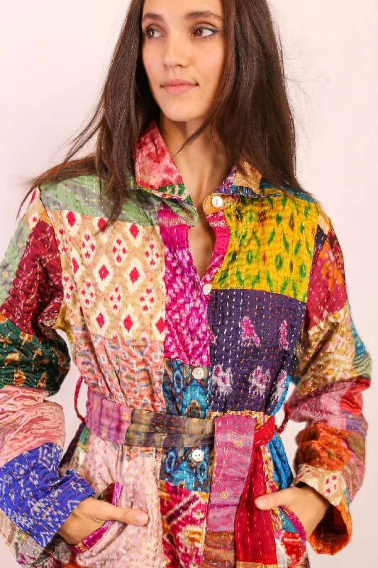 PATCHWORK SILK COAT HILA Vacation
