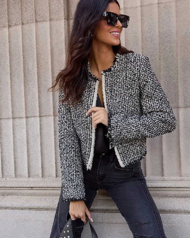 Allyson Open Front Tweed Jacket Laid - back Women's Style