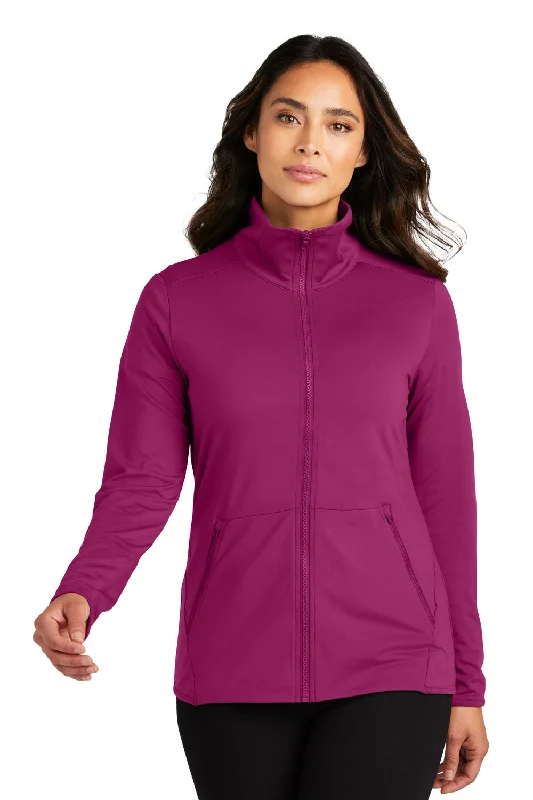 Port Authority Womens Accord Stretch Moisture Wicking Fleece Full Zip Jacket - Wine Elegant Women's Formal 