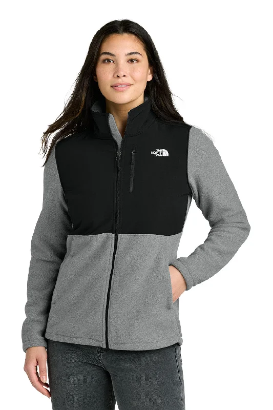 The North Face Womens Highest Peak Fleece Full Zip Jacket - Heather Medium Grey/Black - New Cool Women's Distressed The North Face Womens Highest Peak Fleece Full Zip Jacket - Heather Medium Grey/Black - New Cool Women's Distressed