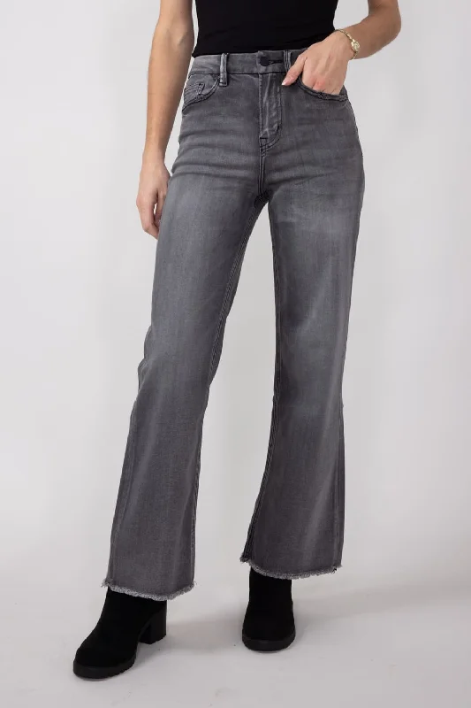 Mica Super High Rise Wide Leg Jeans for Women in Dark Grey | MDP-W3161 Preppy Women's College