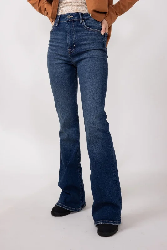 Hidden High Rise Flare Jeans for Women in Dark Wash | HD3285-DK Casual Women's Loose - fitting