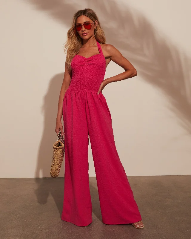 Dovie Smocked Halter Jumpsuit Modern Women's 