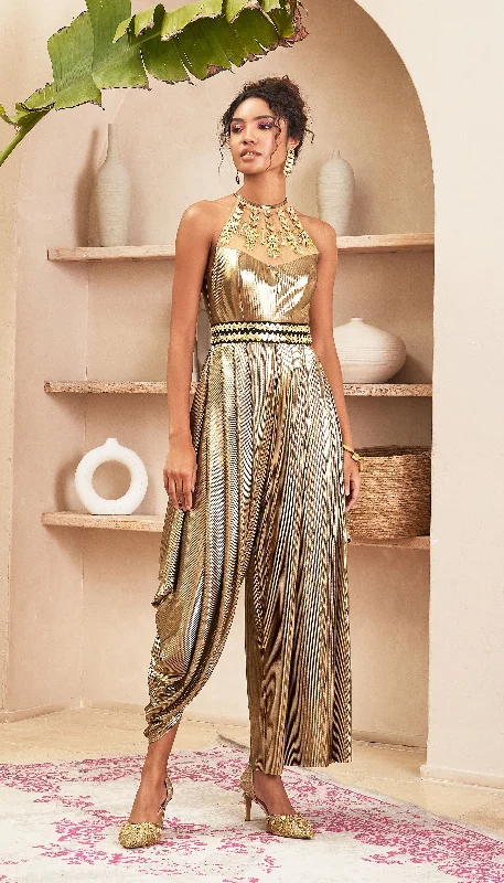 Aurelia - Metallic Gold Jumpsuit Artistic Women's Avant - 