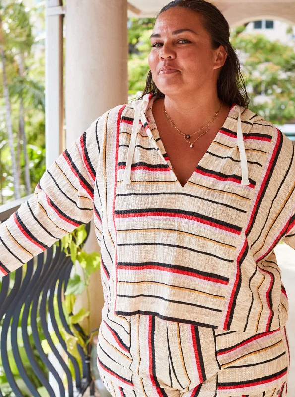 Todos Santos Poncho Style Hoodie - Bittersweet Isla Stripe Bold Women's Animal Print Todos Santos Poncho Style Hoodie - Bittersweet Isla Stripe Bold Women's Animal Print