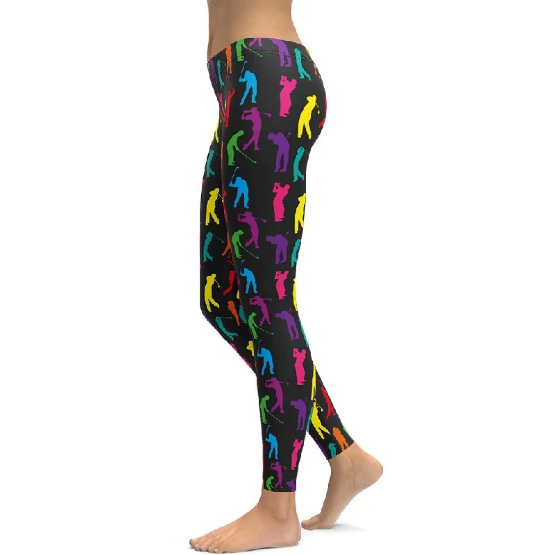Golfer Pattern Leggings Sleek Women's 