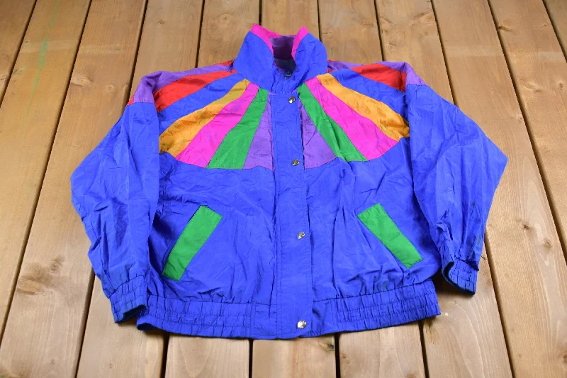 Vintage 1980s Andy Johns Abstract Design Windbreaker Jacket Sophisticated Women's Tailored