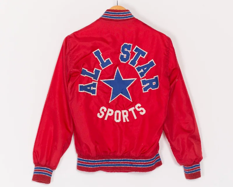 XS 80s All Star Sports Red Varsity Jacket Dapper Women's 1920S