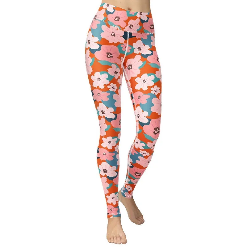 Vintage Floral Yoga Leggings Dynamic Women's High - energy