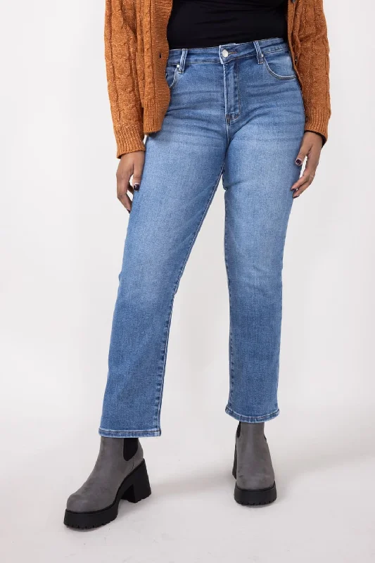 Risen Mid-Rise Medium Wash Straight Leg Jeans for Women | RDP5290CH-MD Sporty Women's Tennis