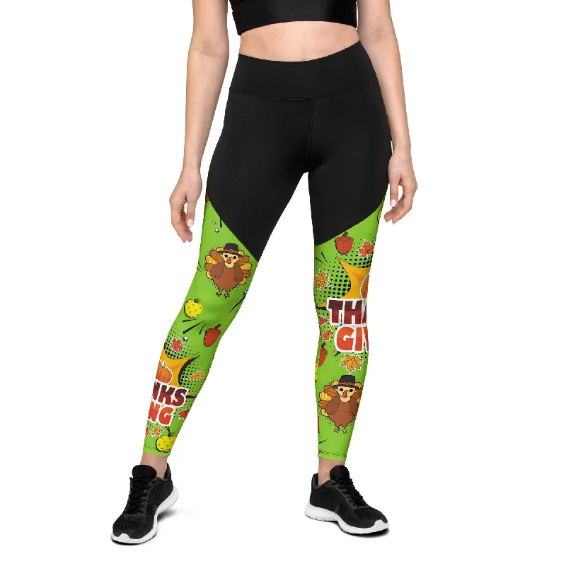 Pop Art Thanksgiving Compression Leggings Elegant Women's 