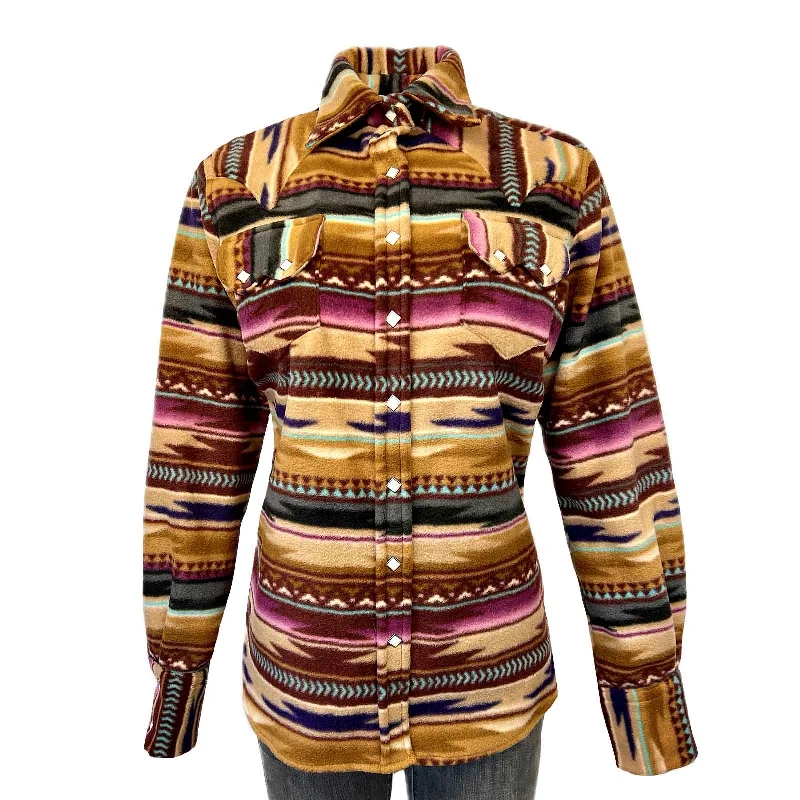 Women's Chamois Pattern Fleece Western Shirt in Plum French