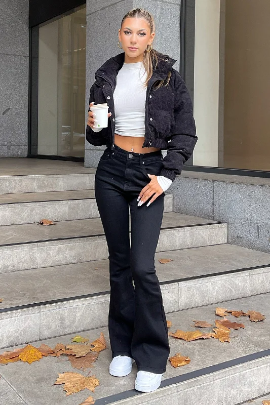 Dion Flare Jeans - Black Youthful Women's Pop