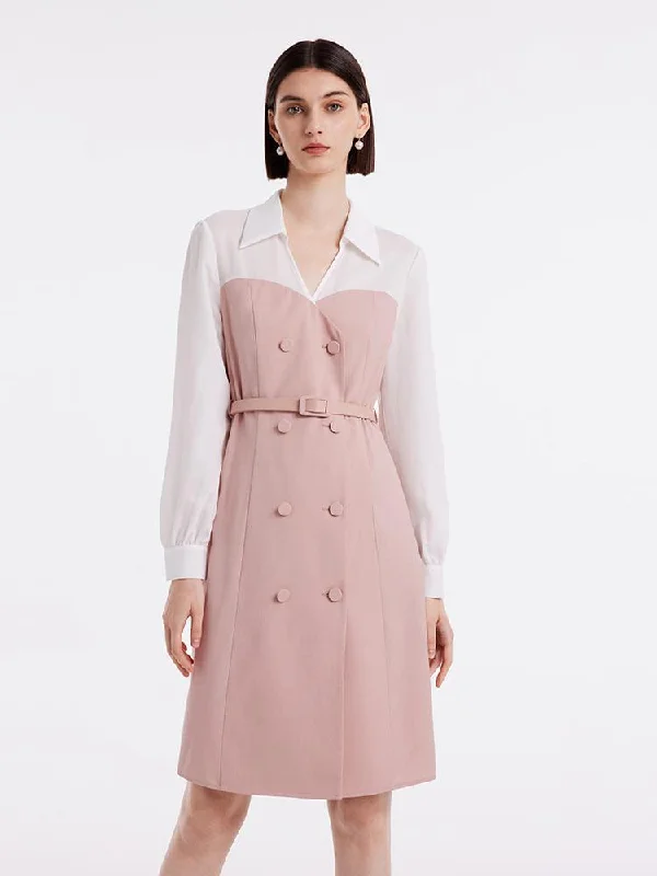 Pink Mesh Sleeve Patchwork Midi Dress Athletic Women's High - 