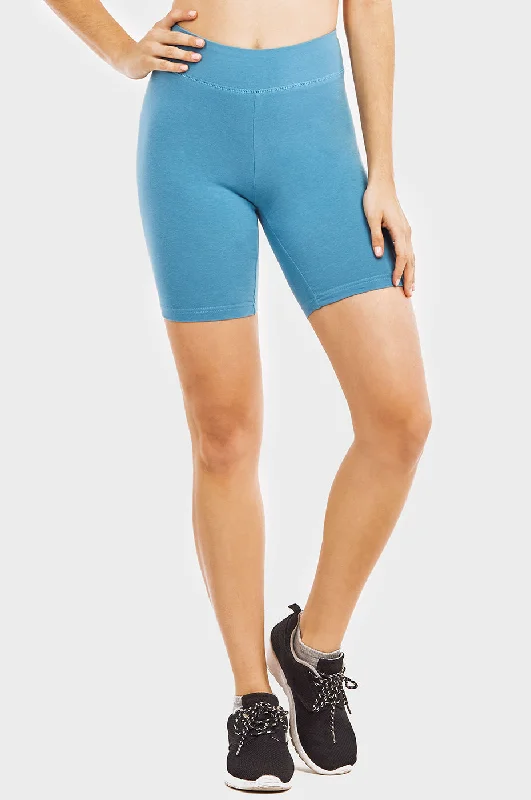 COTTONBELL LADIES COTTON 15 INCH OUTSEAM SHORTS WITH WIDE WAISTBAND (WP4015C_MV.BLUE) purpose purpose