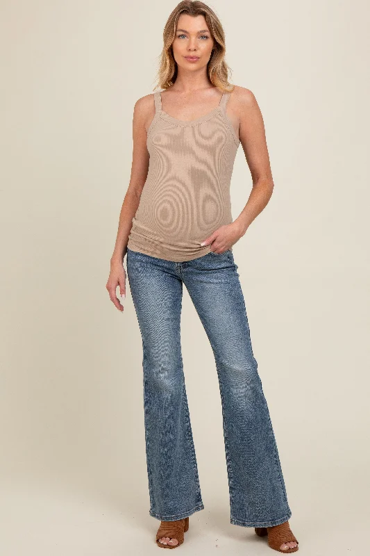 Light Blue Vintage Wash Maternity Flare Jeans Feminine Women's Style  Feminine Women's Style 