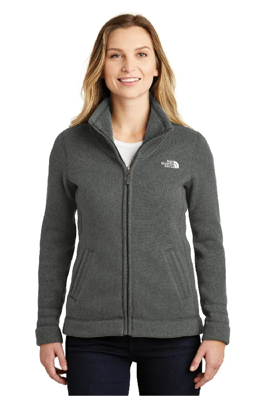 The North Face Womens Full Zip Sweater Fleece Jacket - Heather Black Stylish Women's Tropical 